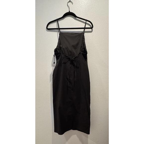 ASTR The Label Size Small Armona Square Neck Ruched Midi Dress Black Backless - Picture 2 of 10